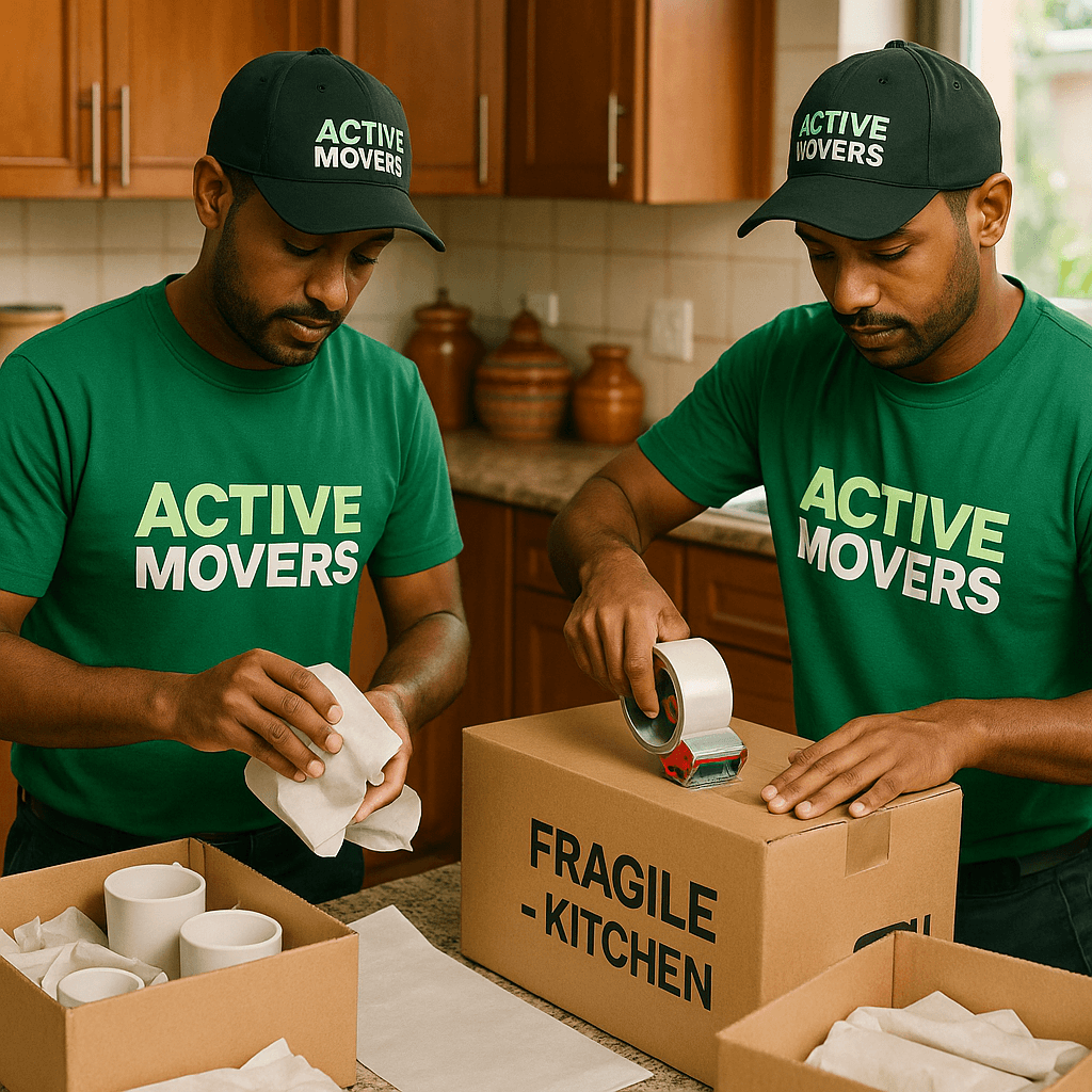Professional moving team at work