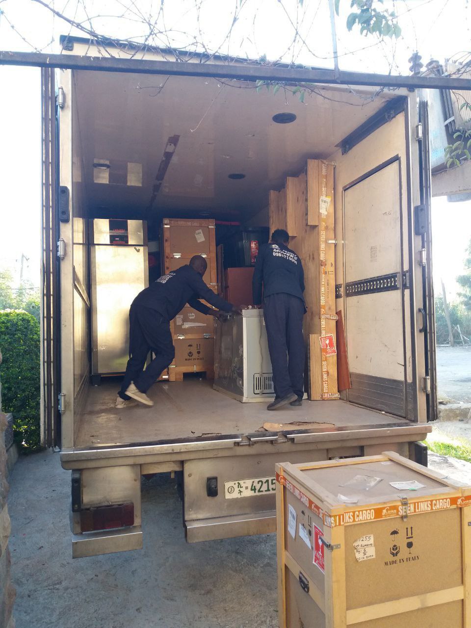 Professional moving team at work