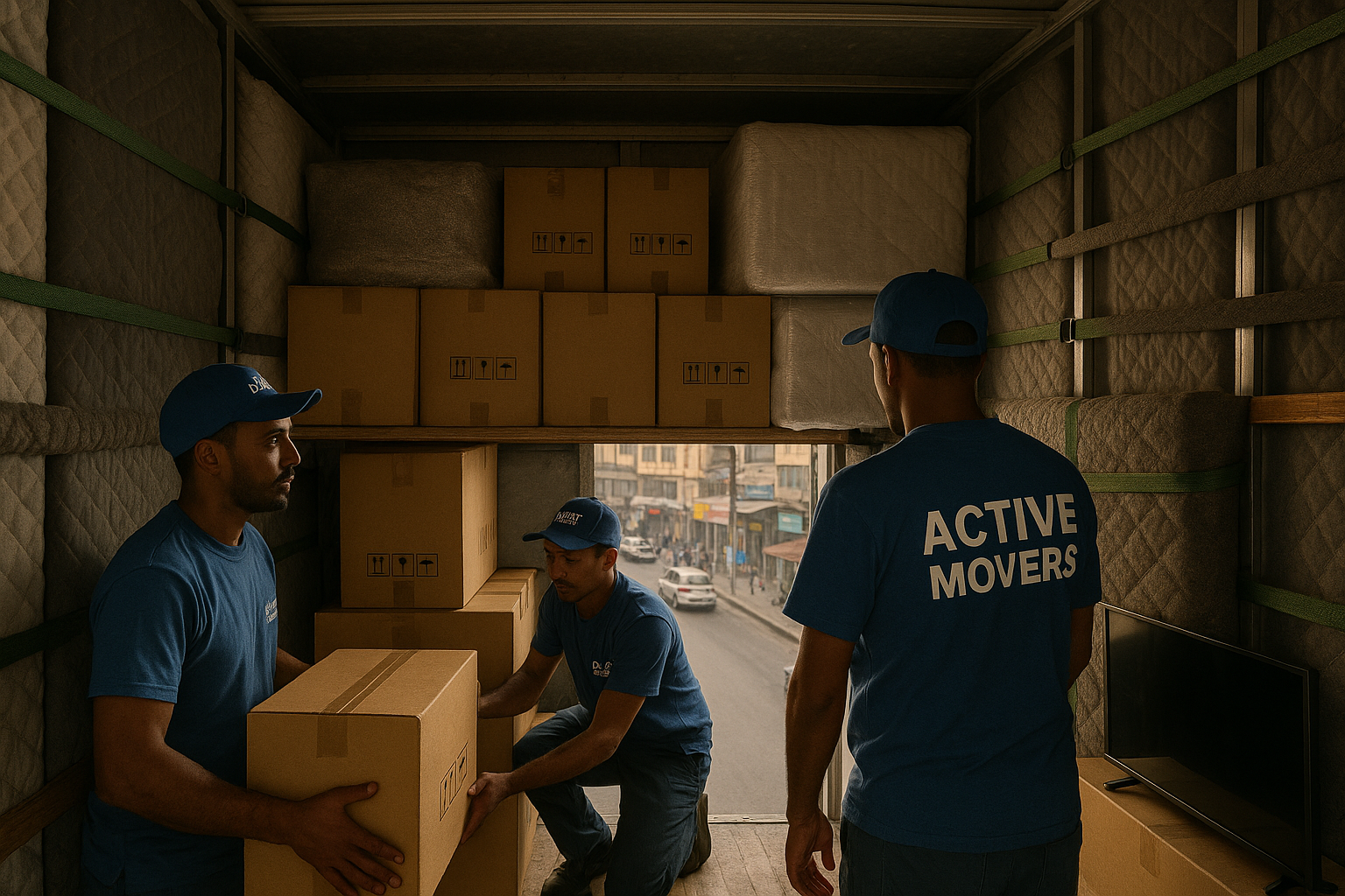 Moving truck with professional equipment